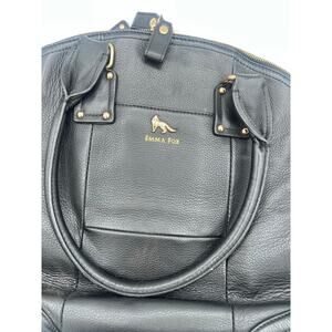 Emma Fox Black Leather Satchel Handbag